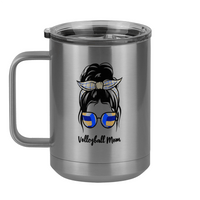 Thumbnail for Personalized Messy Bun Coffee Mug Tumbler with Handle (15 oz) - Volleyball Mom - Left View