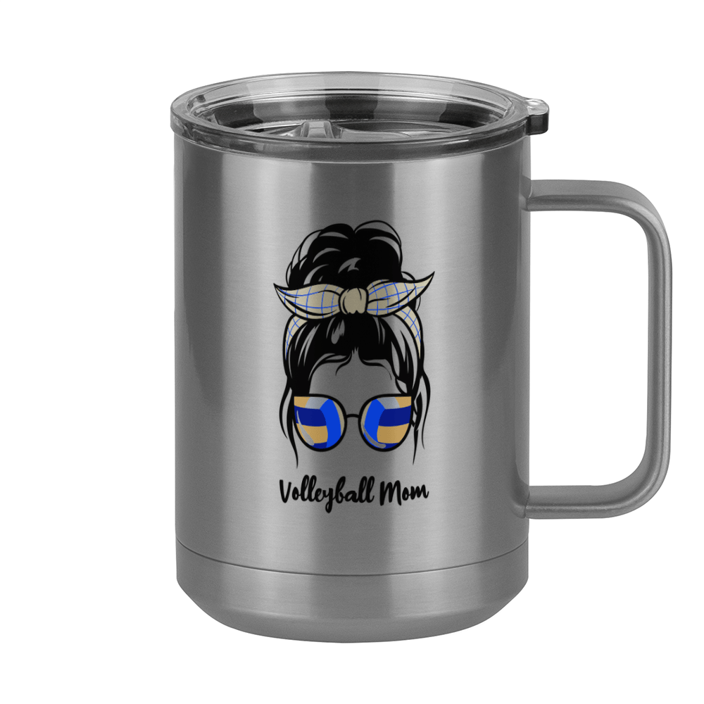Personalized Messy Bun Coffee Mug Tumbler with Handle (15 oz) - Volleyball Mom - Right View