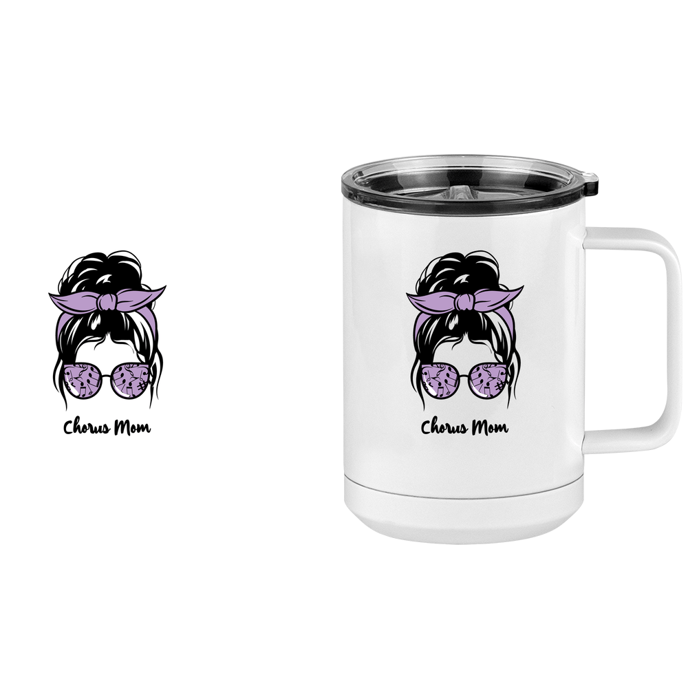 Personalized Messy Bun Coffee Mug Tumbler with Handle (15 oz) - Chorus Mom - Design View