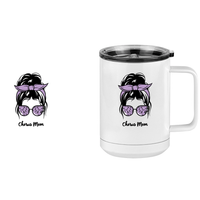 Thumbnail for Personalized Messy Bun Coffee Mug Tumbler with Handle (15 oz) - Chorus Mom - Design View