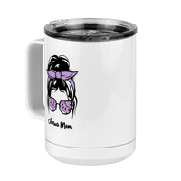 Thumbnail for Personalized Messy Bun Coffee Mug Tumbler with Handle (15 oz) - Chorus Mom - Front Left View