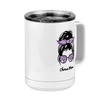 Thumbnail for Personalized Messy Bun Coffee Mug Tumbler with Handle (15 oz) - Chorus Mom - Front Right View