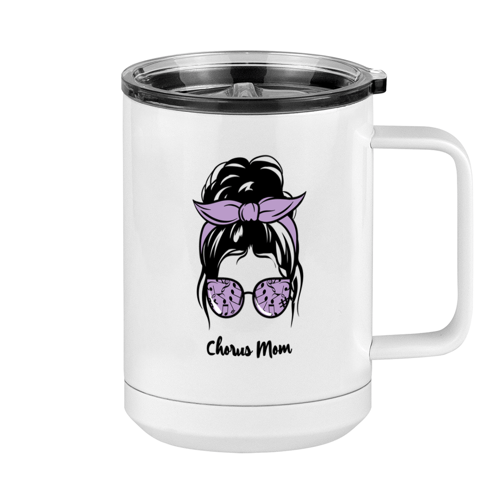 Personalized Messy Bun Coffee Mug Tumbler with Handle (15 oz) - Chorus Mom - Right View
