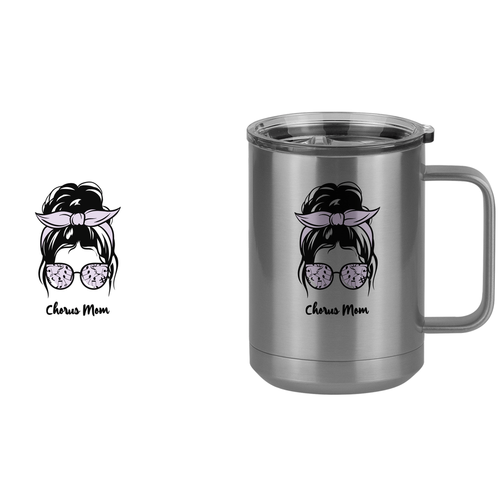 Personalized Messy Bun Coffee Mug Tumbler with Handle (15 oz) - Chorus Mom - Design View