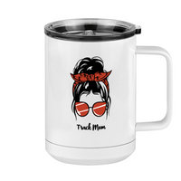 Thumbnail for Personalized Messy Bun Coffee Mug Tumbler with Handle (15 oz) - Track Mom - Right View