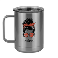 Thumbnail for Personalized Messy Bun Coffee Mug Tumbler with Handle (15 oz) - Track Mom - Left View