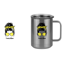Thumbnail for Personalized Messy Bun Coffee Mug Tumbler with Handle (15 oz) - Tennis Mom - Design View