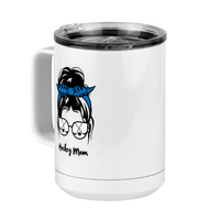 Thumbnail for Personalized Messy Bun Coffee Mug Tumbler with Handle (15 oz) - Hockey Mom - Front Left View