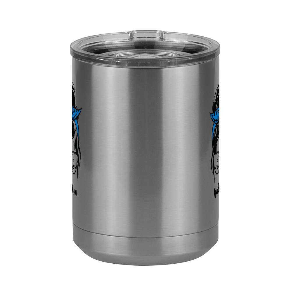 Personalized Messy Bun Coffee Mug Tumbler with Handle (15 oz) - Hockey Mom - Front View