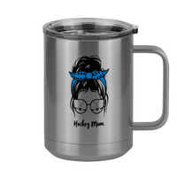 Thumbnail for Personalized Messy Bun Coffee Mug Tumbler with Handle (15 oz) - Hockey Mom - Right View