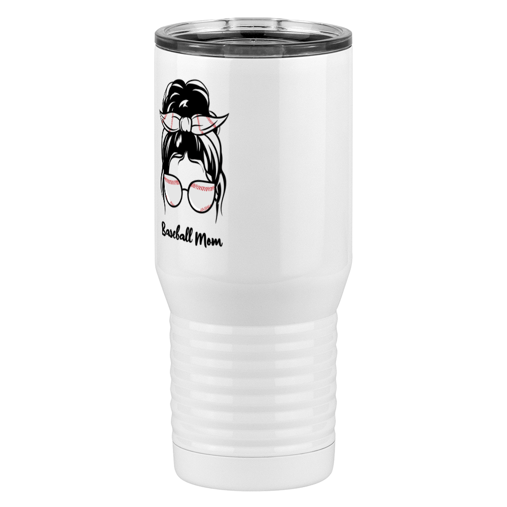Personalized Messy Bun Tall Travel Tumbler (20 oz) - Baseball Mom - Front Left View