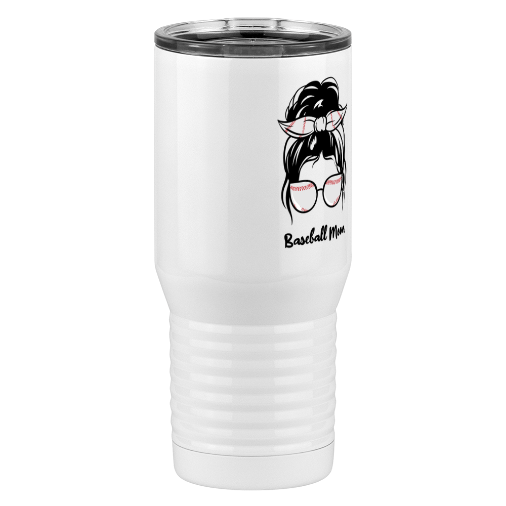 Personalized Messy Bun Tall Travel Tumbler (20 oz) - Baseball Mom - Front Right View