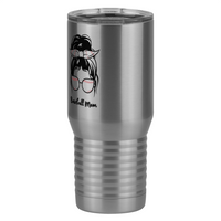 Thumbnail for Personalized Messy Bun Tall Travel Tumbler (20 oz) - Baseball Mom - Front Left View