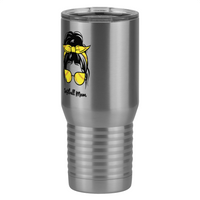 Thumbnail for Personalized Messy Bun Tall Travel Tumbler (20 oz) - Softball Mom - Front Left View