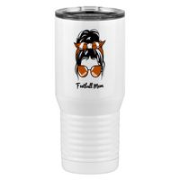 Thumbnail for Personalized Messy Bun Tall Travel Tumbler (20 oz) - Football Mom - Left View