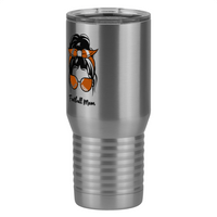 Thumbnail for Personalized Messy Bun Tall Travel Tumbler (20 oz) - Football Mom - Front Left View