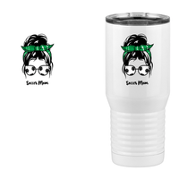 Thumbnail for Personalized Messy Bun Tall Travel Tumbler (20 oz) - Soccer Mom - Design View
