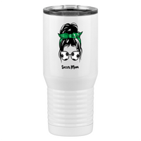 Thumbnail for Personalized Messy Bun Tall Travel Tumbler (20 oz) - Soccer Mom - Left View
