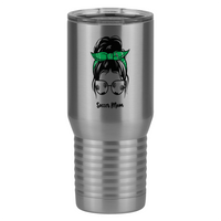 Thumbnail for Personalized Messy Bun Tall Travel Tumbler (20 oz) - Soccer Mom - Left View