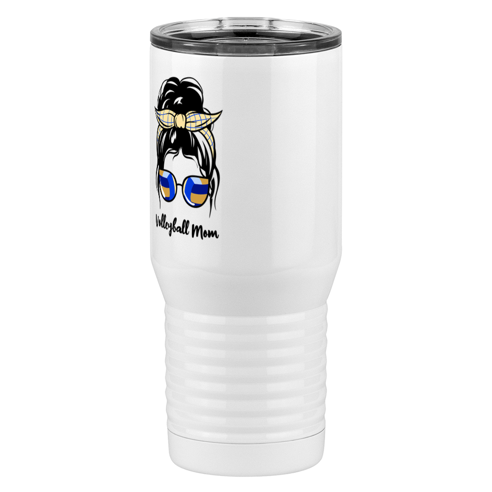 Personalized Messy Bun Tall Travel Tumbler (20 oz) - Volleyball Mom - Front Left View