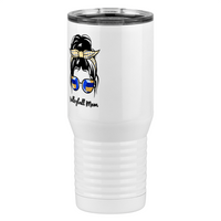 Thumbnail for Personalized Messy Bun Tall Travel Tumbler (20 oz) - Volleyball Mom - Front Left View