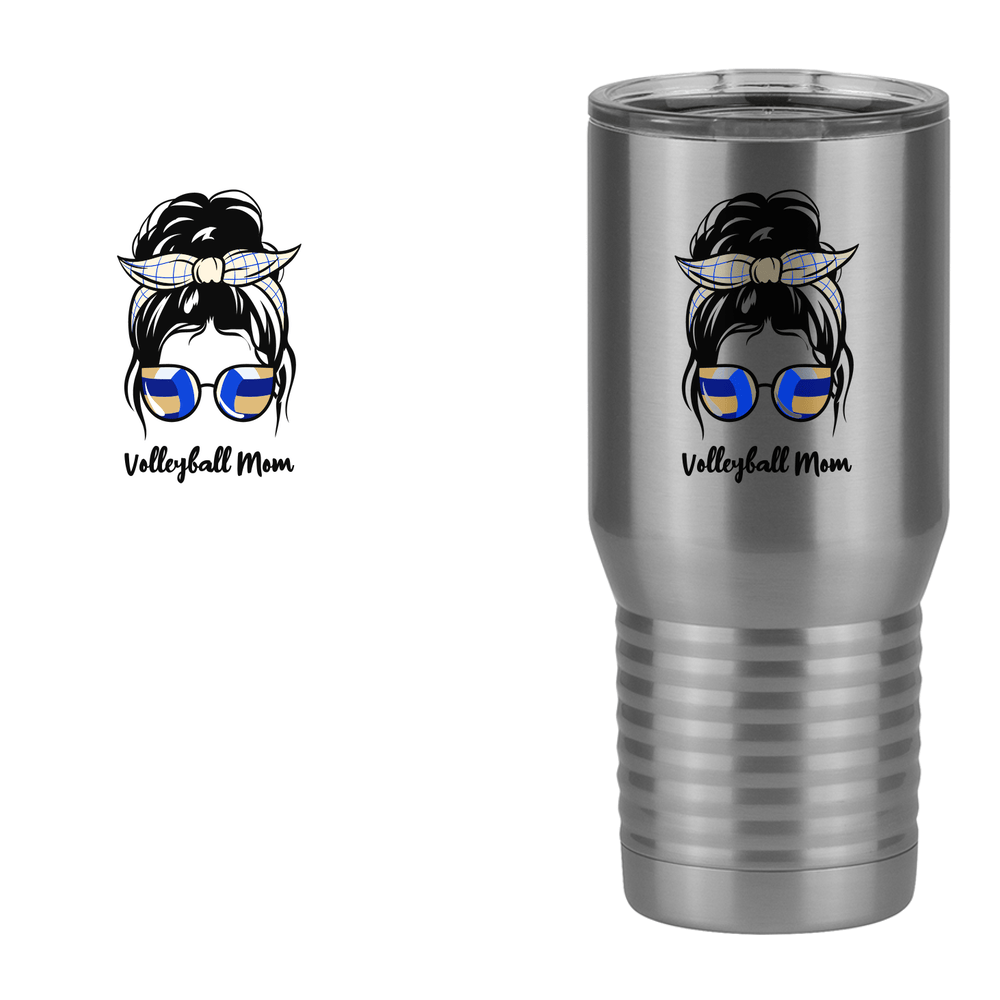 Personalized Messy Bun Tall Travel Tumbler (20 oz) - Volleyball Mom - Design View