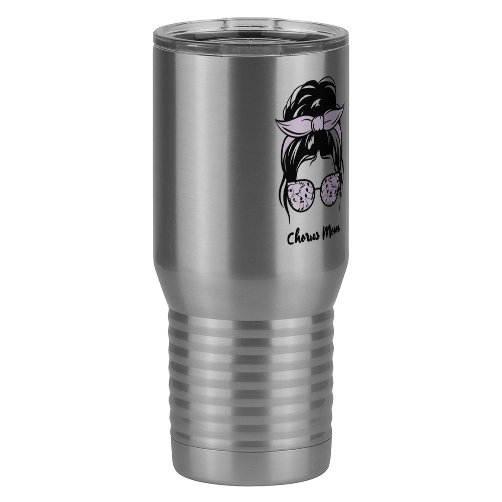 Personalized Messy Bun Tall Travel Tumbler (20 oz) - Chorus Mom - Front Right View
