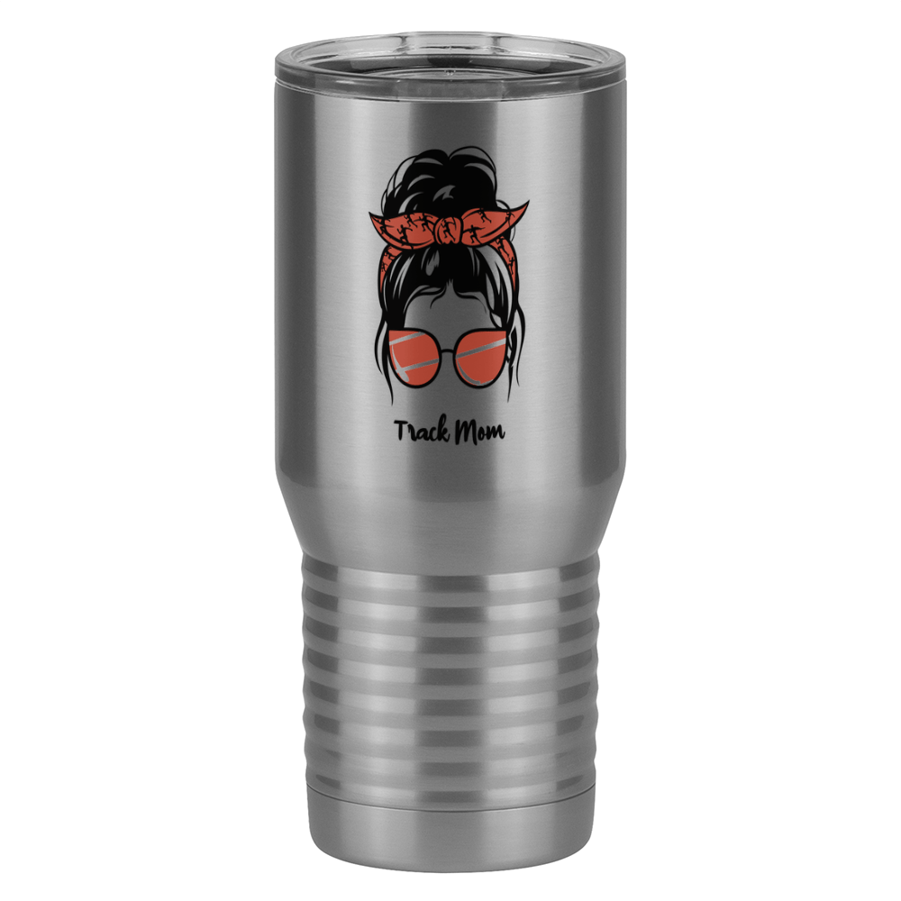 Personalized Messy Bun Tall Travel Tumbler (20 oz) - Track Mom - Left View