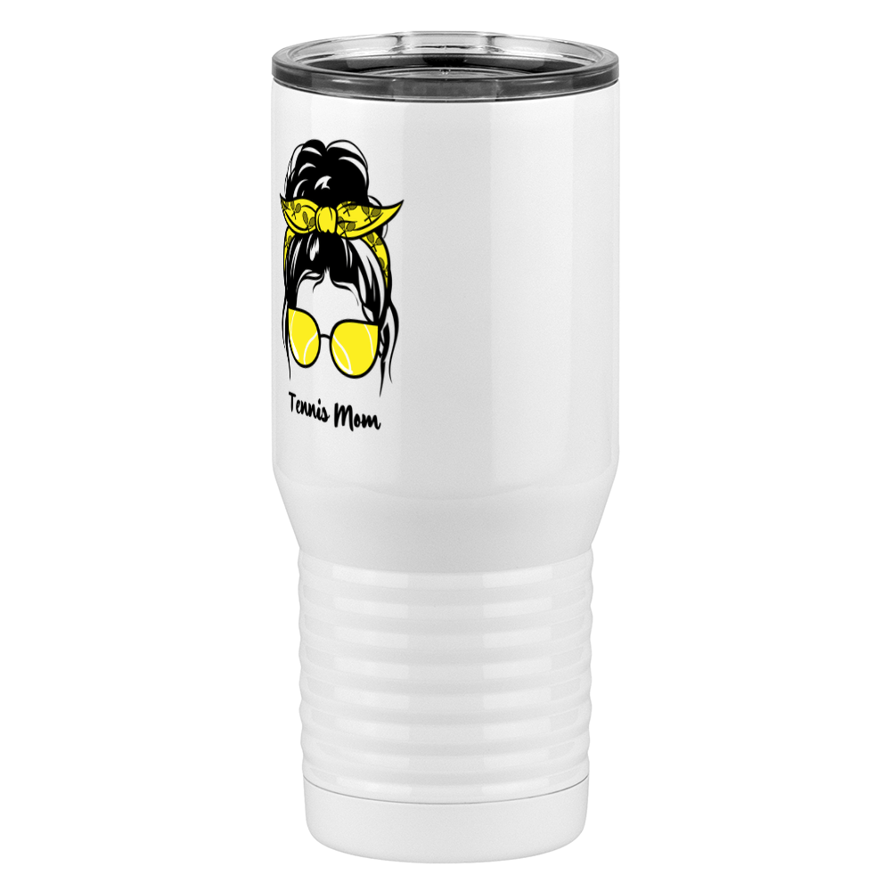 Personalized Messy Bun Tall Travel Tumbler (20 oz) - Tennis Mom - Front Left View