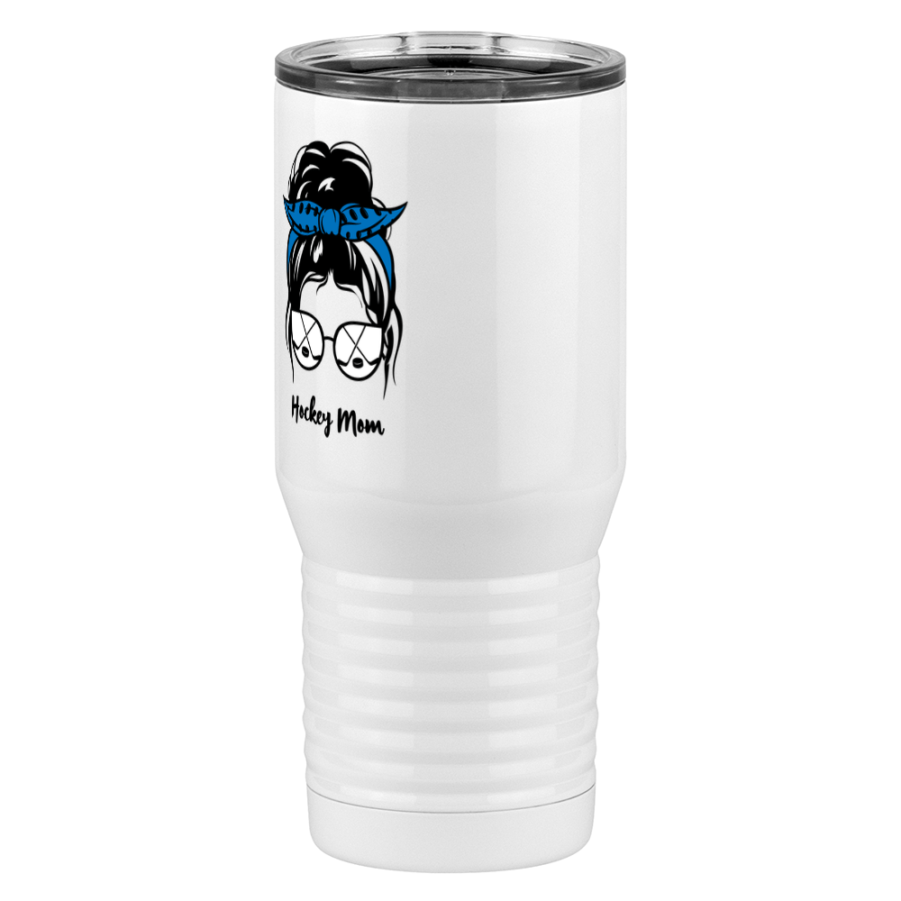 Personalized Messy Bun Tall Travel Tumbler (20 oz) - Hockey Mom - Front Left View