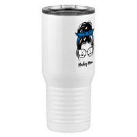 Thumbnail for Personalized Messy Bun Tall Travel Tumbler (20 oz) - Hockey Mom - Front Right View