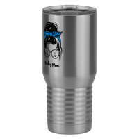 Thumbnail for Personalized Messy Bun Tall Travel Tumbler (20 oz) - Hockey Mom - Front Left View