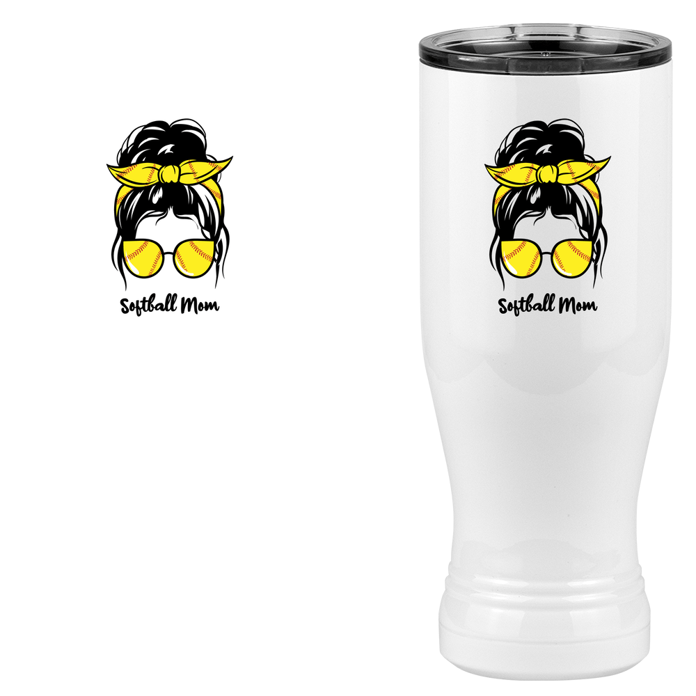 Personalized Messy Bun Pilsner Tumbler (20 oz) - Softball Mom - Design View