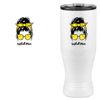 Thumbnail for Personalized Messy Bun Pilsner Tumbler (20 oz) - Softball Mom - Design View