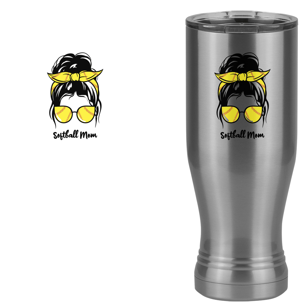Personalized Messy Bun Pilsner Tumbler (20 oz) - Softball Mom - Design View
