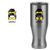 Thumbnail for Personalized Messy Bun Pilsner Tumbler (20 oz) - Softball Mom - Design View