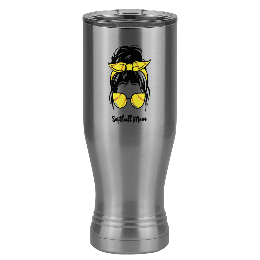 Personalized Messy Bun Pilsner Tumbler (20 oz) - Softball Mom - Left View
