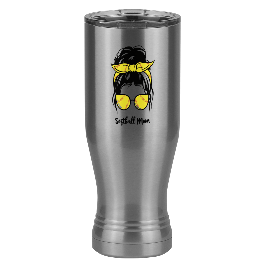 Personalized Messy Bun Pilsner Tumbler (20 oz) - Softball Mom - Right View