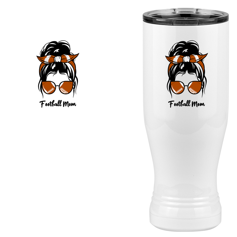 Personalized Messy Bun Pilsner Tumbler (20 oz) - Football Mom - Design View