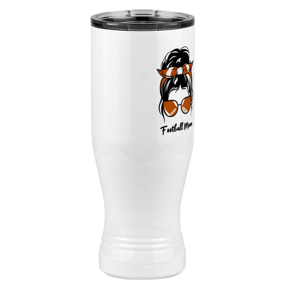 Personalized Messy Bun Pilsner Tumbler (20 oz) - Football Mom - Front Right View