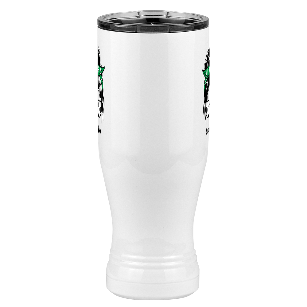 Personalized Messy Bun Pilsner Tumbler (20 oz) - Soccer Mom - Front View