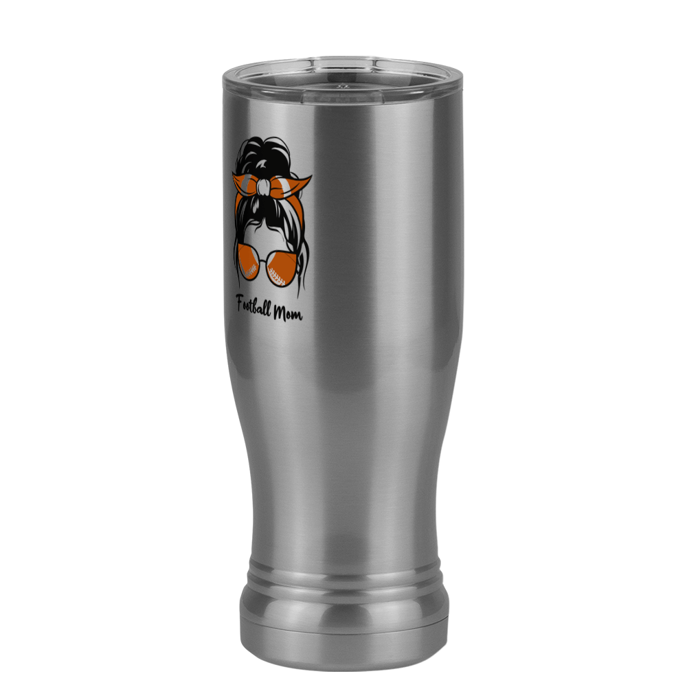 Personalized Messy Bun Pilsner Tumbler (14 oz) - Football Mom - Front Left View