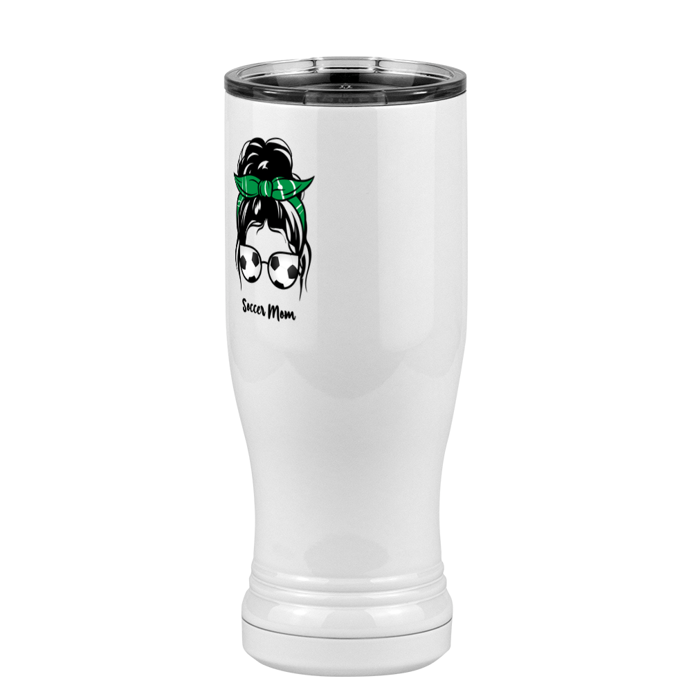 Personalized Messy Bun Pilsner Tumbler (14 oz) - Soccer Mom - Front Left View