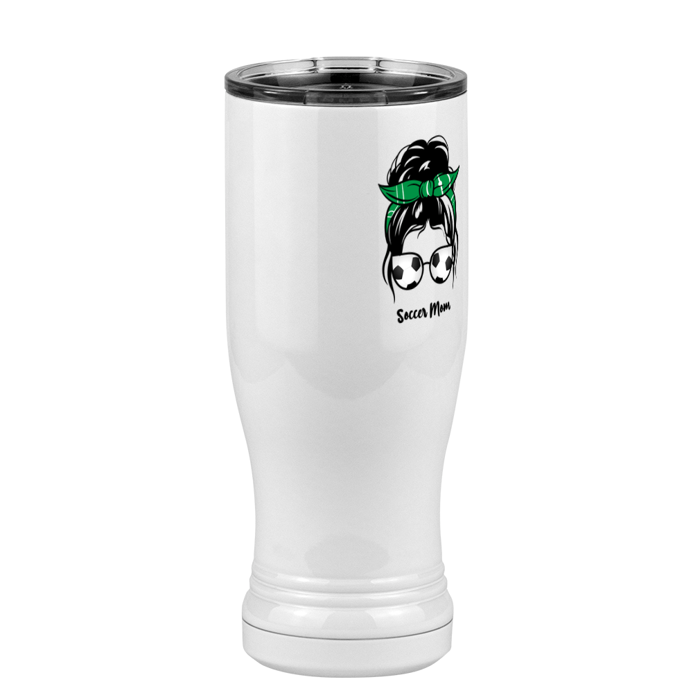 Personalized Messy Bun Pilsner Tumbler (14 oz) - Soccer Mom - Front Right View