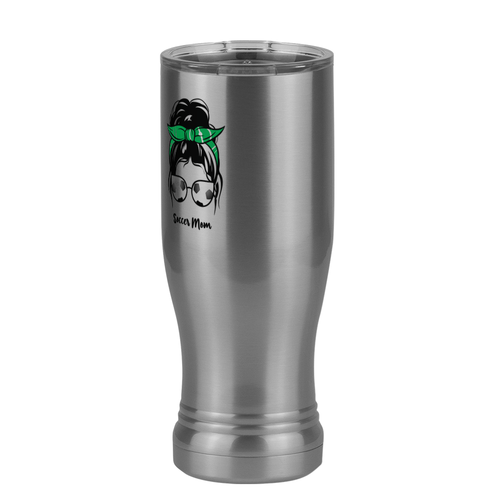 Personalized Messy Bun Pilsner Tumbler (14 oz) - Soccer Mom - Front Left View