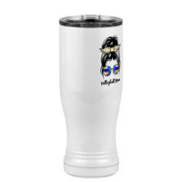 Thumbnail for Personalized Messy Bun Pilsner Tumbler (14 oz) - Volleyball Mom - Front Right View