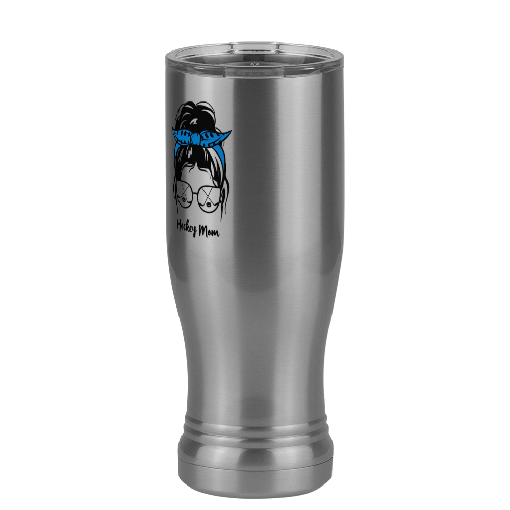 Personalized Messy Bun Pilsner Tumbler (14 oz) - Hockey Mom - Front Left View