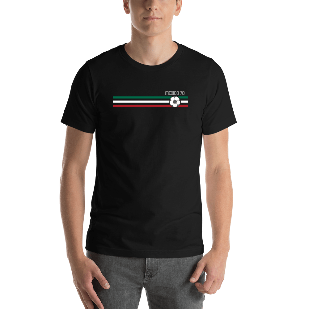 Personalized Mexico 1970 World Cup Soccer T-Shirt - Black - Shirt View