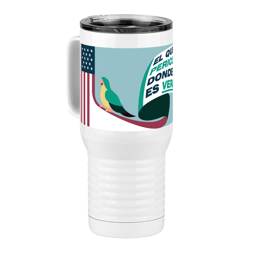 Mexico Travel Coffee Mug Tumbler with Handle (20 oz) - Bird - Front Left View