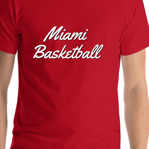 Personalized Miami Basketball T-Shirt - Red - Shirt Close-Up View